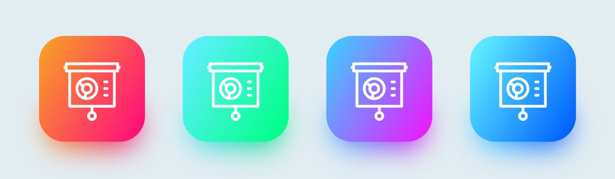 Presentation line icon in square gradient colors. Business signs vector illustration.
