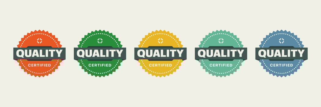 Quality Badge Design. Retro Logo with Ribbon Template Vector Illustration.