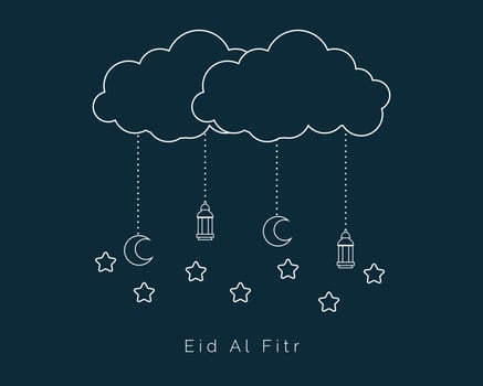 Eid Al Fitr Line Art Style vector
