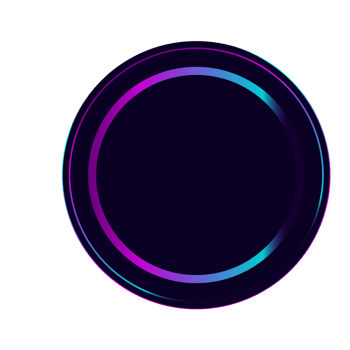 black round button with neon light border png