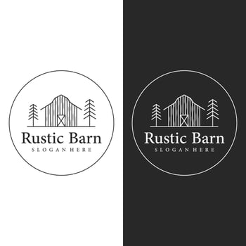 Home or barn logo template design or organic farm barn and vintage animal farm house.Vintage country logo. vector