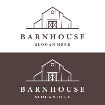 Home or barn logo template design or organic farm barn and vintage animal farm house.Vintage country logo. vector