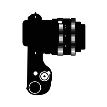 Camera Top View Silhouette. Black and White Icon Design Element on Isolated White Background vector
