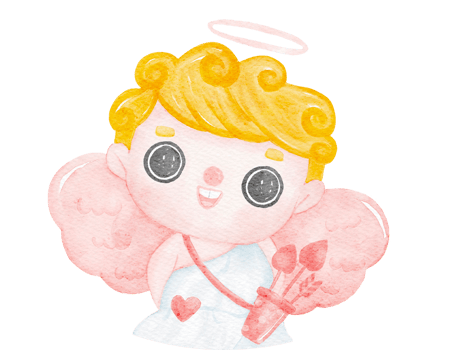 cute watercolour happy cheerful smile Valentine love cupid boy blonde curly hair png