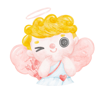 cute watercolour happy cheerful smile Valentine love cupid boy blonde curly hair png