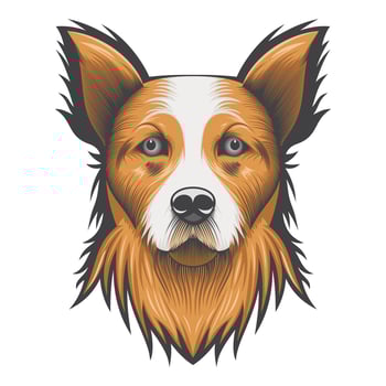 Portrait of a Welsh Corgi Dog - Vector illustration - Dog Face Logo