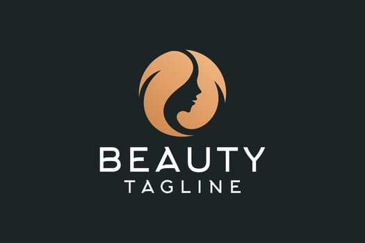 Beauty woman face with golden hair logo vector