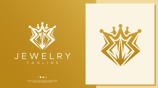Luxury gold diamond crown logo design template. Minimalist jewellery logo. vector