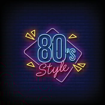 Neon Sign 80's style with brick wall background vector