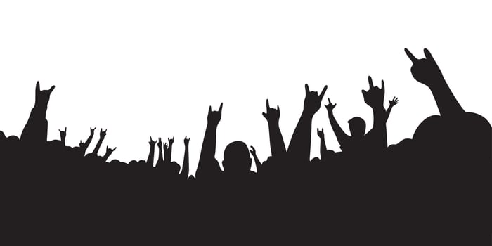 audience concert silhouette. people crowd in festival icon, sign and symbol. vector