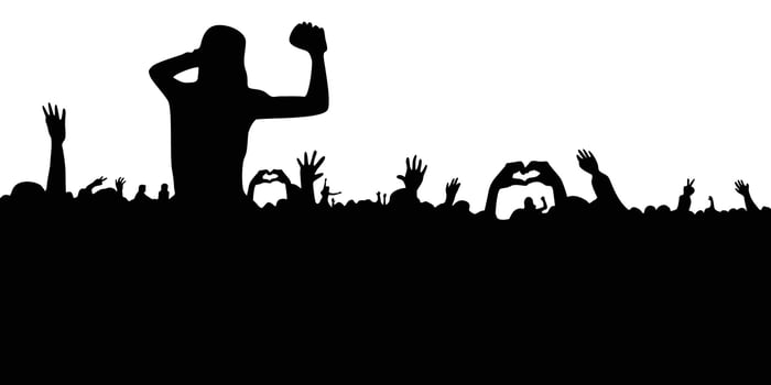 audience concert silhouette. people crowd in festival icon, sign and symbol. vector