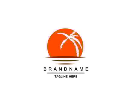 Palm Tree Logo Template Isolated in White Background vector
