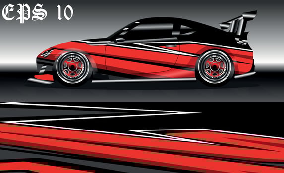 Car wrap design. Livery design for racing car. sedan, hatchback. vector format.