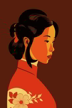 Beautiful girl in a Japanese kimono. Vector illustration.