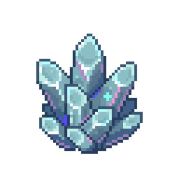 An 8 bit retro styled pixel art illustration of a shiny crystal. png