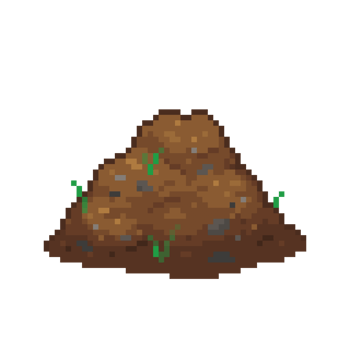 An 8-bit retro styled pixel art illustration of a dirt mound. png