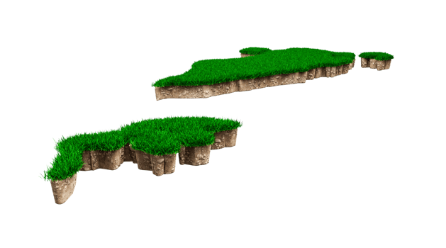 Bahrain Map soil land geology cross section with green grass and Rock ground texture 3d illustration png