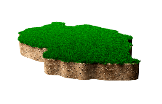 Tanzania Map soil land geology cross section with green grass and Rock texture 3d illustration png
