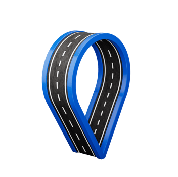 Blue Location Map pin icon made with asphalt Track Road 3d illustration png