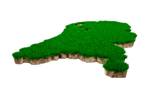 Netherlands map soil land geology cross section with green grass 3d illustration png
