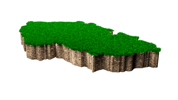 Czech Republic Map soil land geology cross section with green grass and Rock ground 3d illustration png