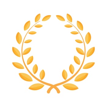 Laurel honor wreath vector in gold.