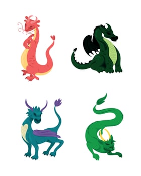 Cartoon Dragons Set vector