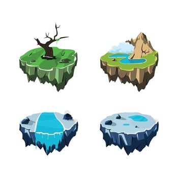 Set of Fantasy Islands vector
