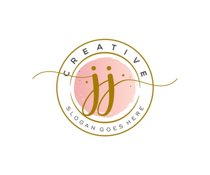 initial JJ Feminine logo beauty monogram and elegant logo design, handwriting logo of initial signature, wedding, fashion, floral and botanical with creative template. vector