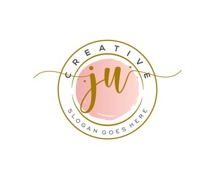 initial JU Feminine logo beauty monogram and elegant logo design, handwriting logo of initial signature, wedding, fashion, floral and botanical with creative template. vector