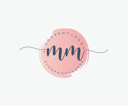 Initial MM feminine logo. Usable for Nature, Salon, Spa, Cosmetic and Beauty Logos. Flat Vector Logo Design Template Element.
