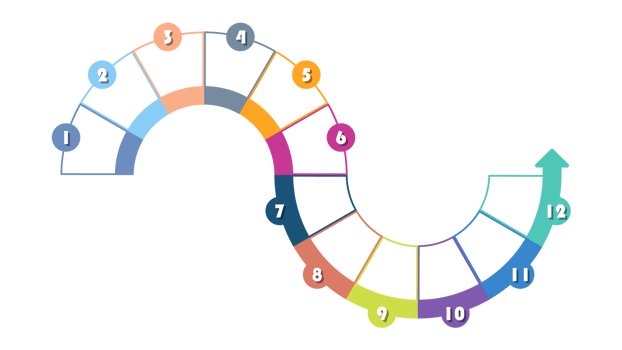 Infographic with 12 steps, process or options. png
