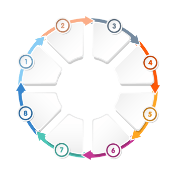 Infographic with 8 steps, process or options. png