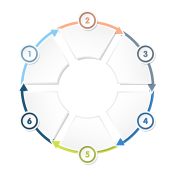 Infographic with 6 steps, process or options. png