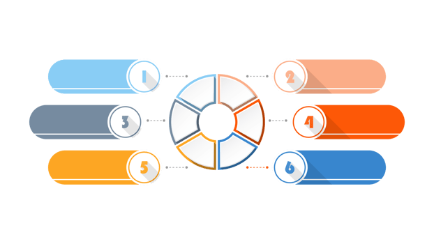 Infographic with 6 steps, process or options. png