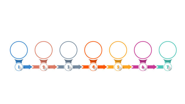 Infographic with 7 steps, process or options. png