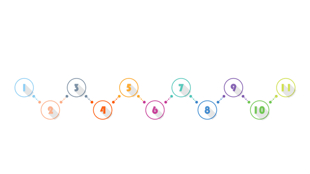 Infographic with 11 steps, process or options. png