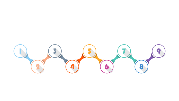 Infographic with 9 steps, process or options. png