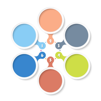 Infographic with 6 steps, process or options. png