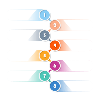 Infographic with 8 steps, process or options. png