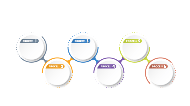 Infographic with 6 steps, process or options. png