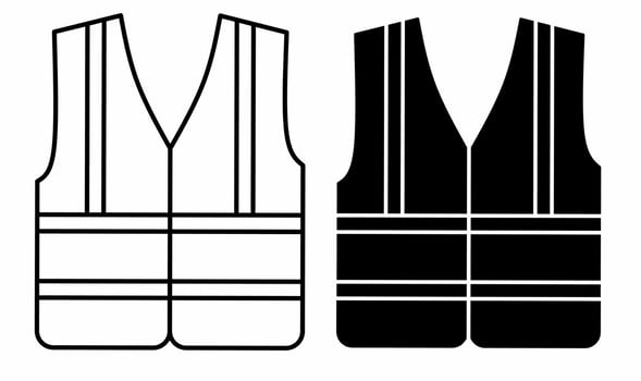 outline silhouette life vest icon set isolated on white background vector