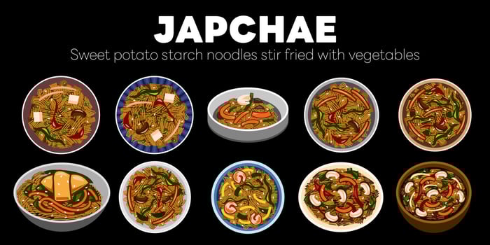 Japchae vector set collection graphic clipart design