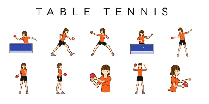 Table tennis player vector set collection