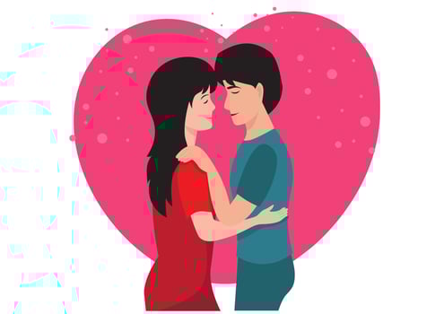 A man and a woman who love each other They show love to each other. Couple character vector illustration.