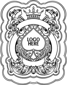 Classic frame label crown heart ornament outline Vector for your work Logo, mascot merchandise t-shirt, stickers and Label designs, poster, greeting cards advertising business company brands