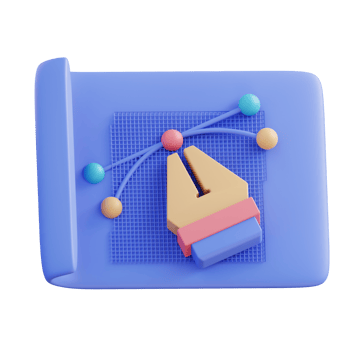 3D illustration art work and pen tool png