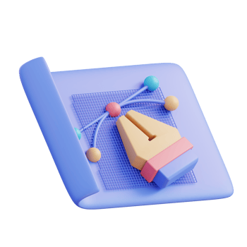 3D illustration art work and pen tool png