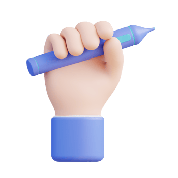3D illustration hand and pen drawing png