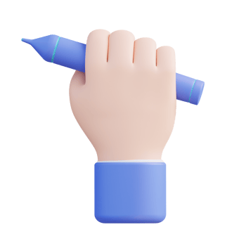 3D illustration hand and pen drawing png